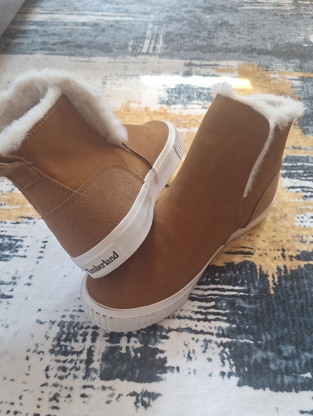 Timberland Women’s Tan Suede Shearling-Lined Slip-On Boots